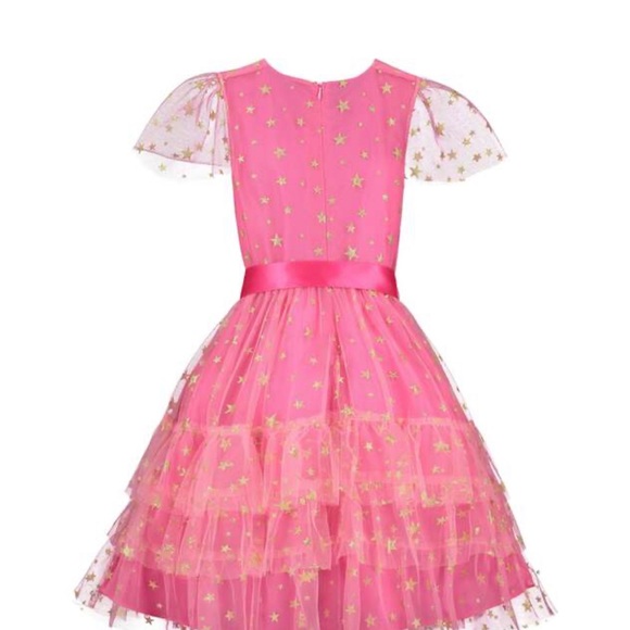 holly hastie Other - 🎉HP🎉💖LONDON GOLD STAR DRESS HOT PINK BY HOLLY HASTIE PINK TULLE FRILL GLITTER